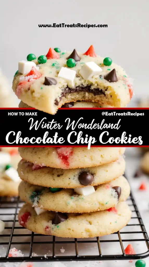 Winter Wonderland Chocolate Chip Cookies on marble table