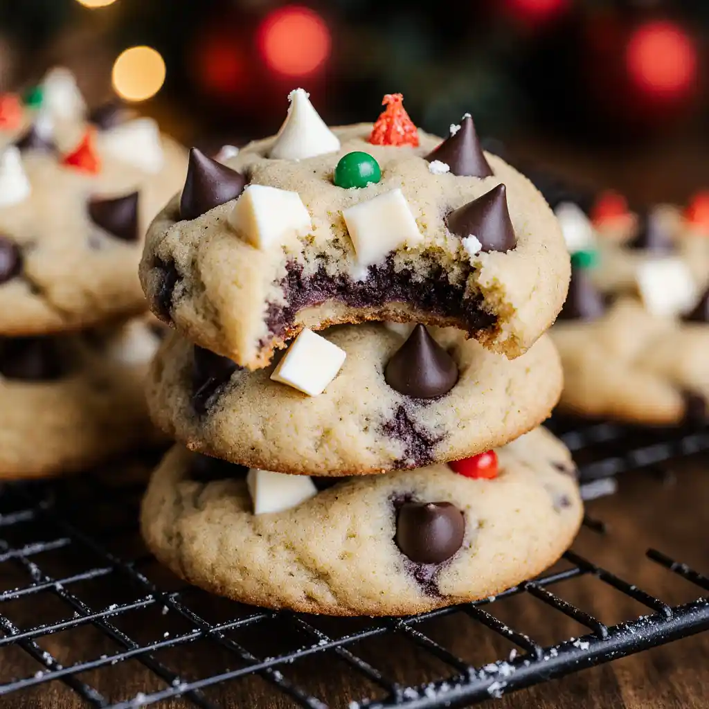 Chewy chocolate chip cookies cooling on rack