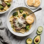 Garlic Butter Steak and Broccoli Penne