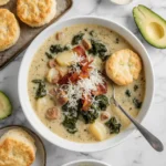 Olive Garden Zuppa Toscana Soup in white bowl
