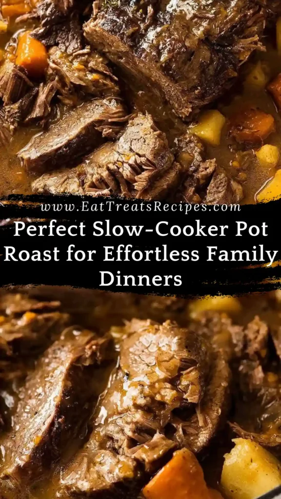 Slow-cooker pot roast with tender beef, potatoes, carrots, and savory gravy