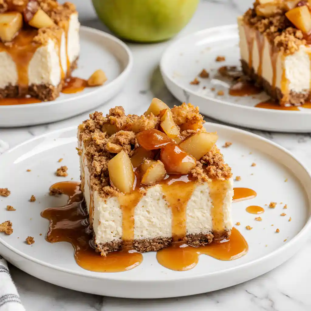 Finished Christmas caramel apple cheesecake bars served