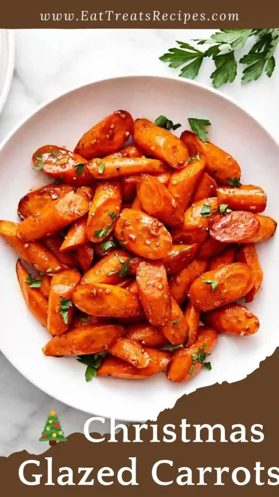 Christmas glazed carrots side dish on white marble