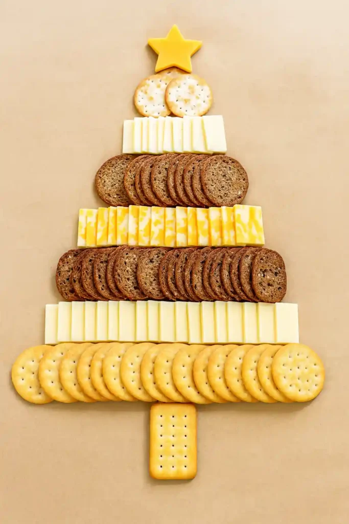 Christmas tree cheese and cracker board