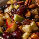 Cinnamon-spiced apple and red grape salad with toasted pecans