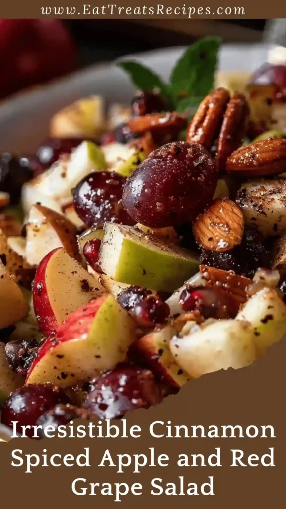 Cinnamon-spiced apple and red grape salad with toasted pecans