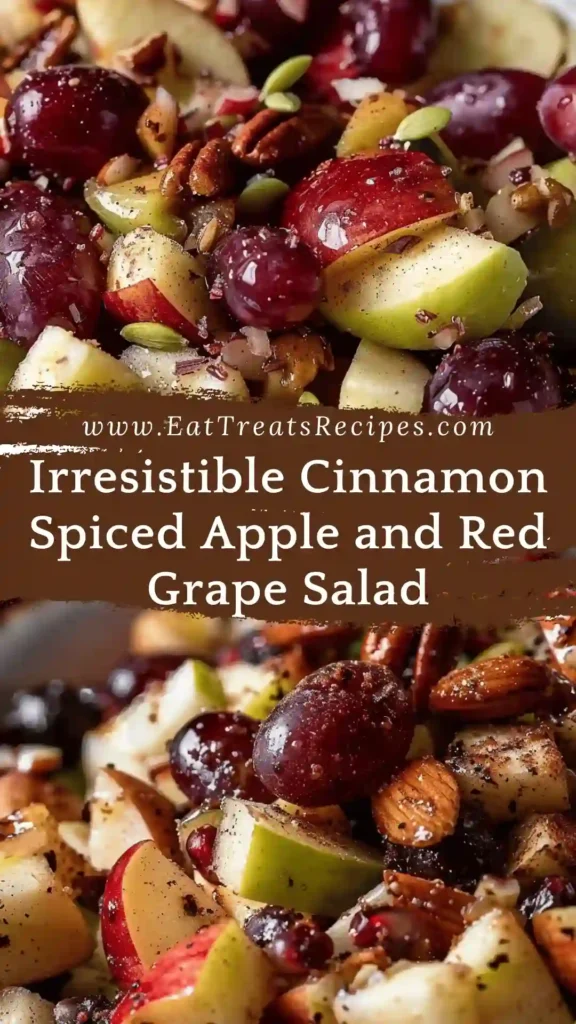 Cinnamon-spiced apple and red grape salad with toasted pecans