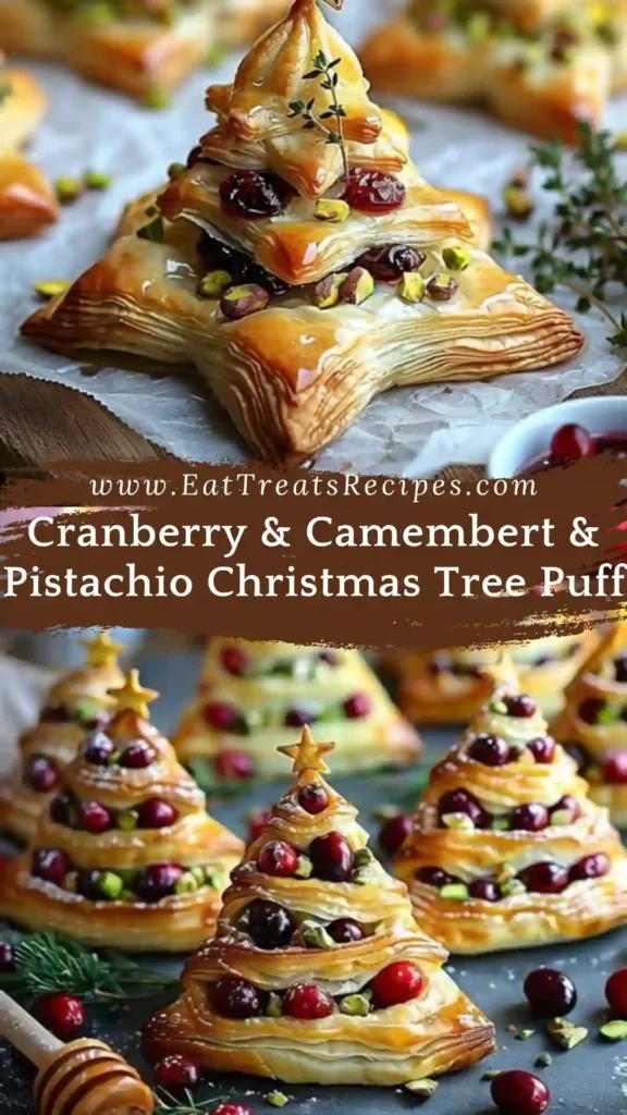Cranberry and Camembert and pistachio Christmas tree puff pastry