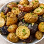 Crockpot parmesan roasted potatoes for Christmas and Thanksgiving