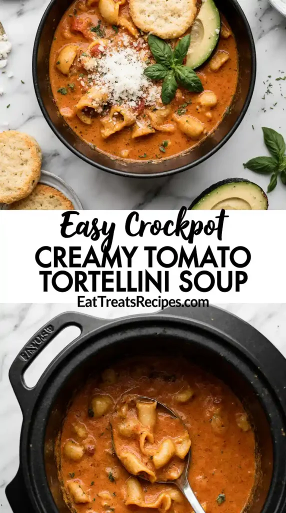Creamy tomato tortellini soup stored in meal prep containers