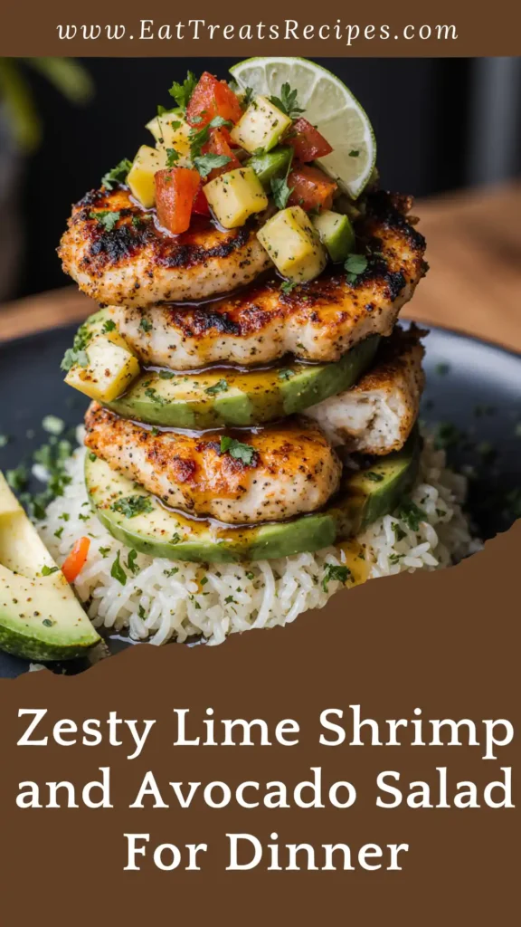 Close-up honey lime chicken with avocado