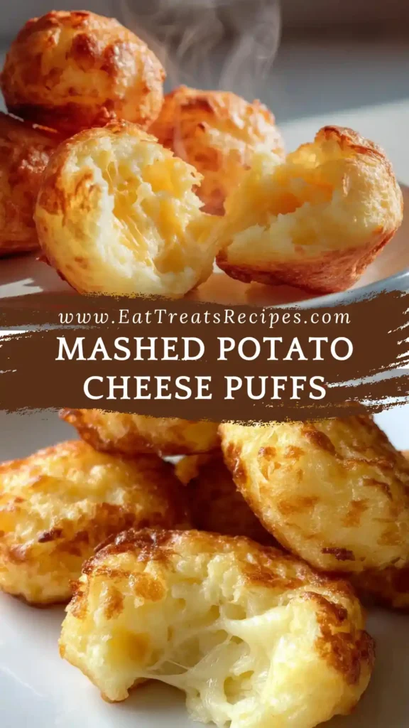 Crispy mashed potato cheese puffs served on a white marble platter