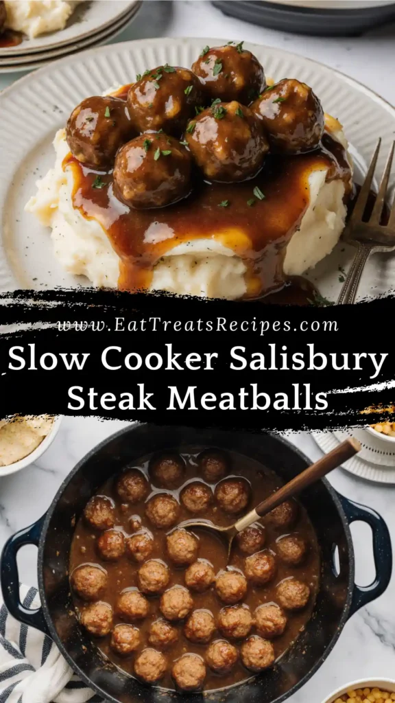 Comforting Salisbury steak meatballs in gravy