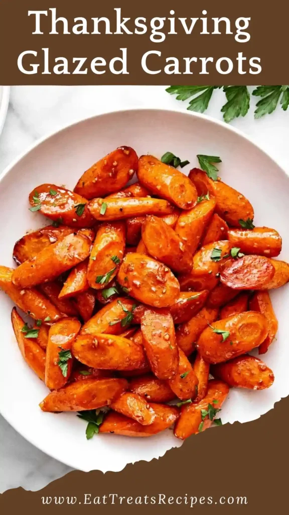 Hero shot of Thanksgiving Glazed Carrots on white marble