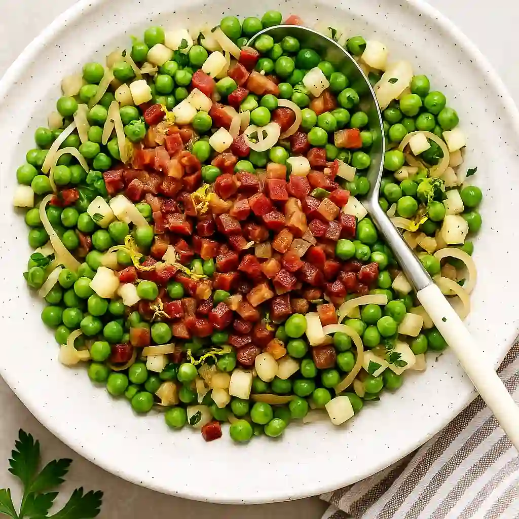 Final serving of Thanksgiving Peas side dish on table