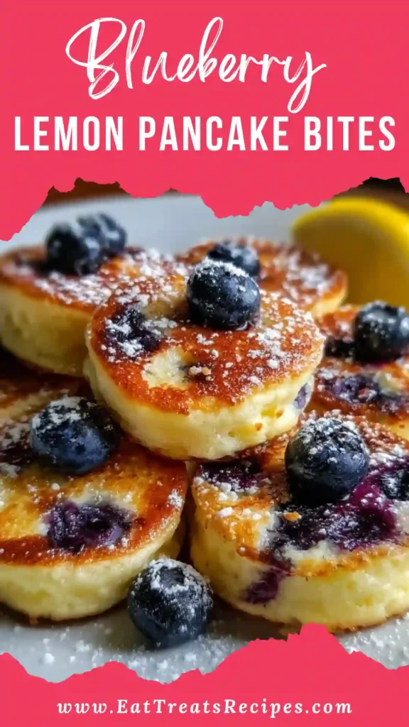 Blueberry lemon pancake bites served warm with fresh blueberries and lemon zest