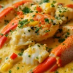 Bobby Flay's crab and corn chowder soup served warm in a white bowl