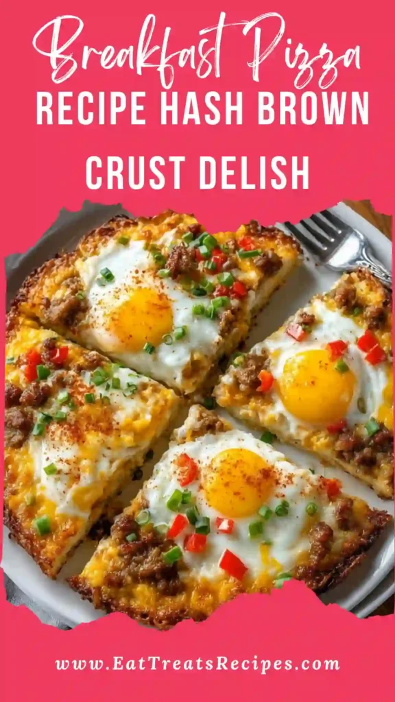 Breakfast pizza recipe with crispy hash brown crust eggs and cheese