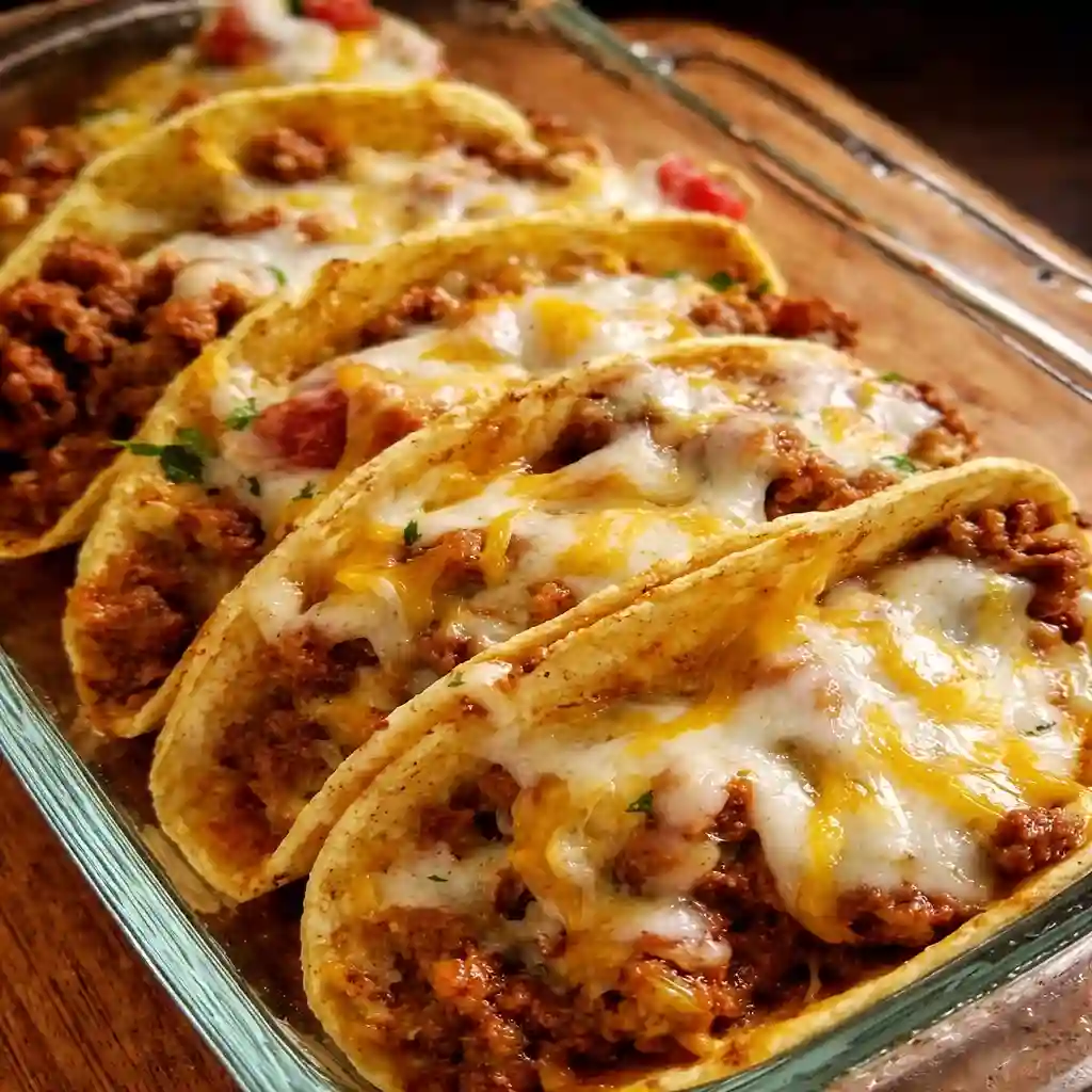Cheesy oven baked tacos crispy beef dinner