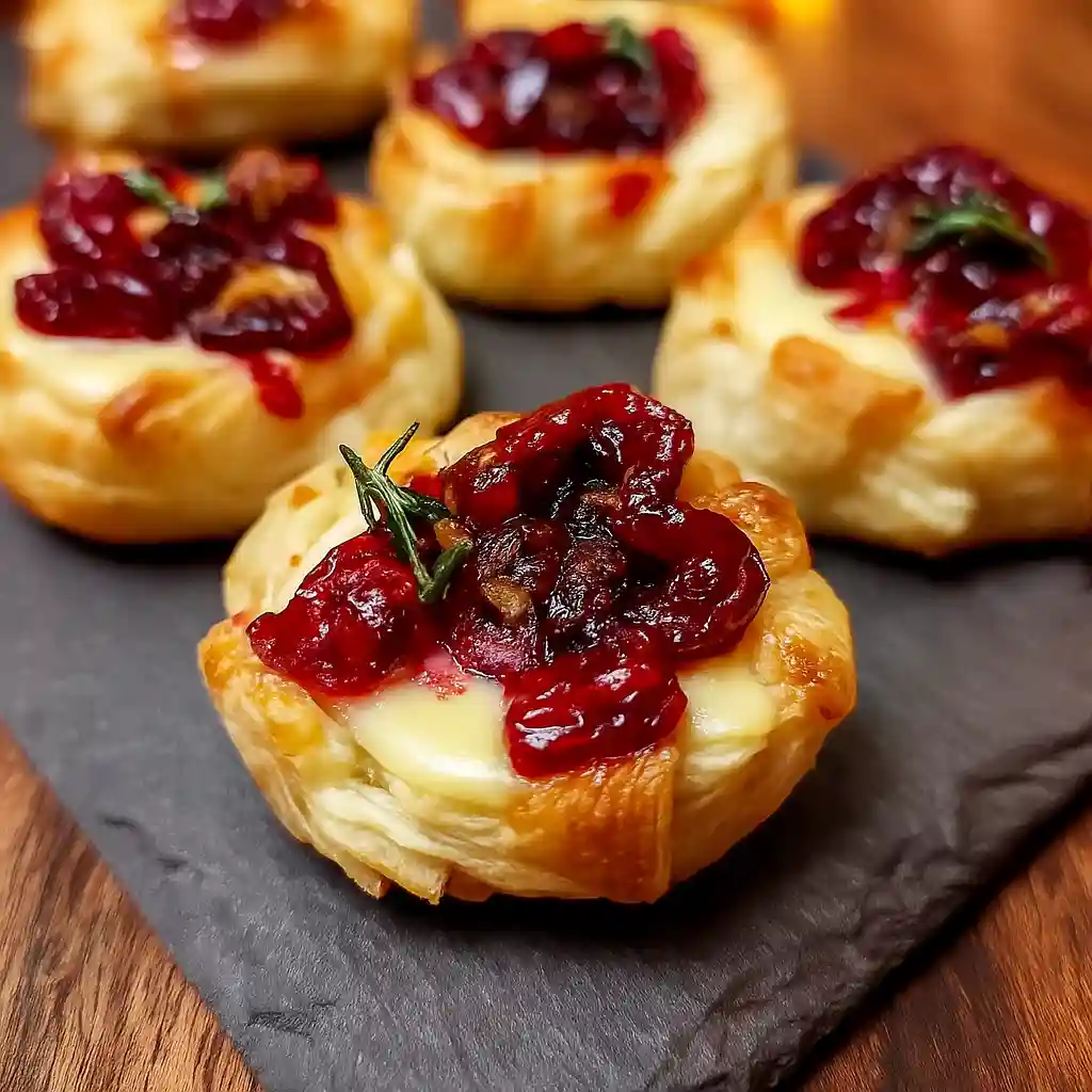 Golden brie and cranberry bites