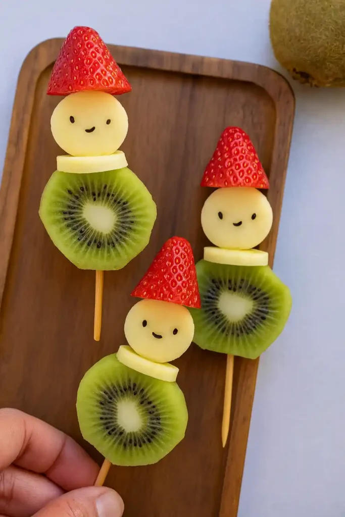 Christmas fruit snowmen skewers