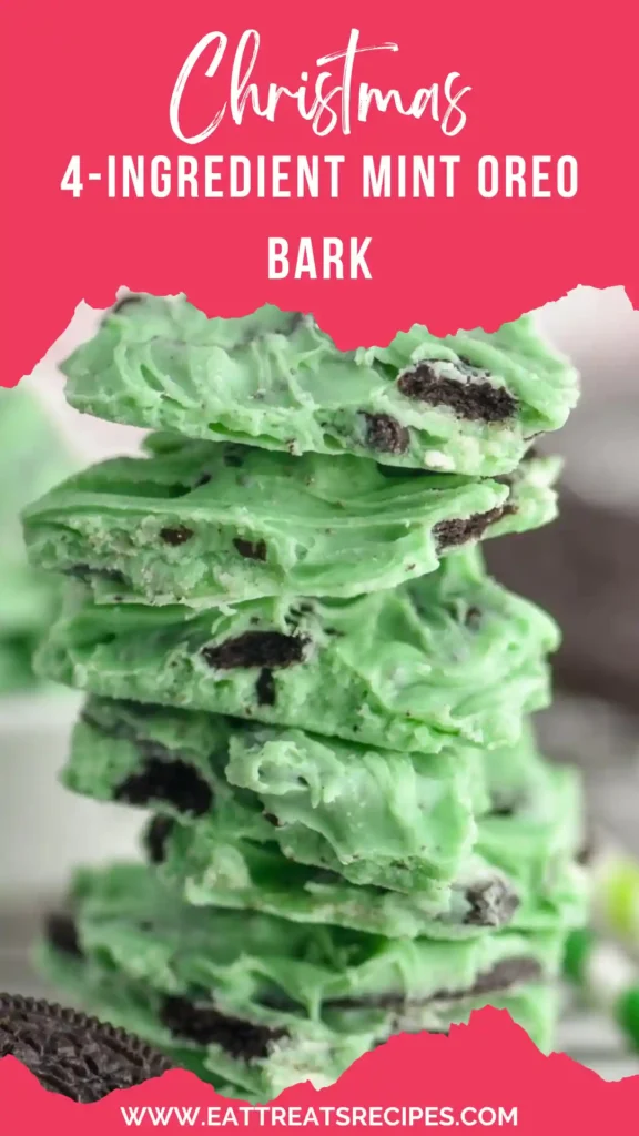 Christmas mint Oreo bark broken into festive shards