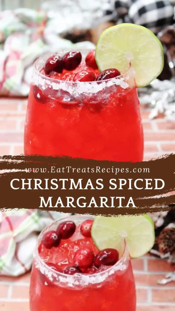 Christmas spiced margarita with cinnamon rim and rosemary