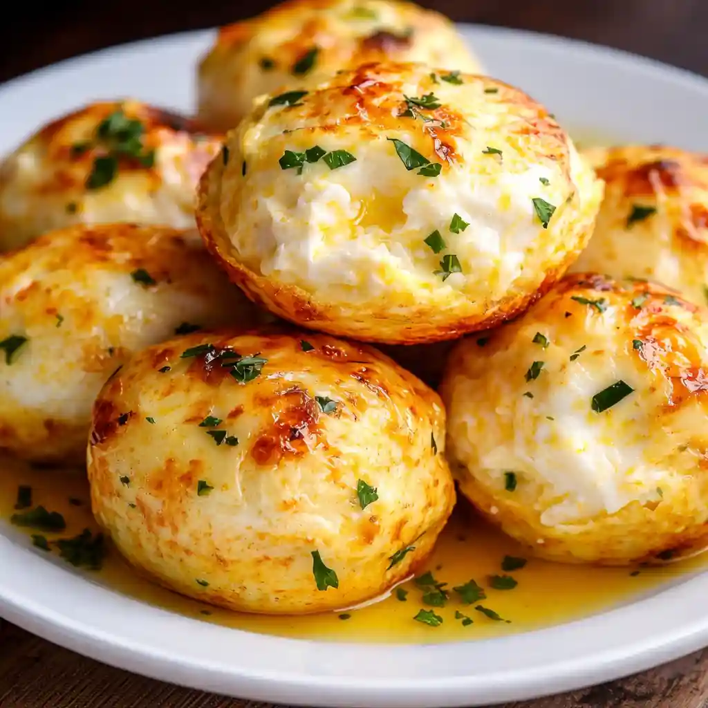 Cottage Cheese Egg Bites served warm on white marble, fluffy and high protein