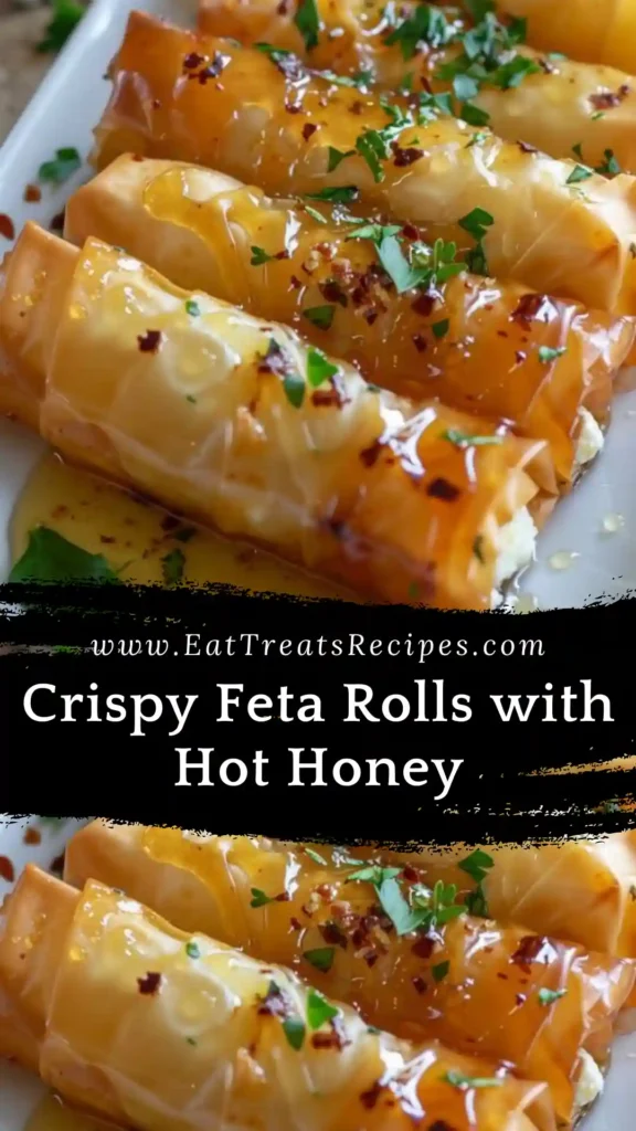 Crispy feta rolls drizzled with hot honey