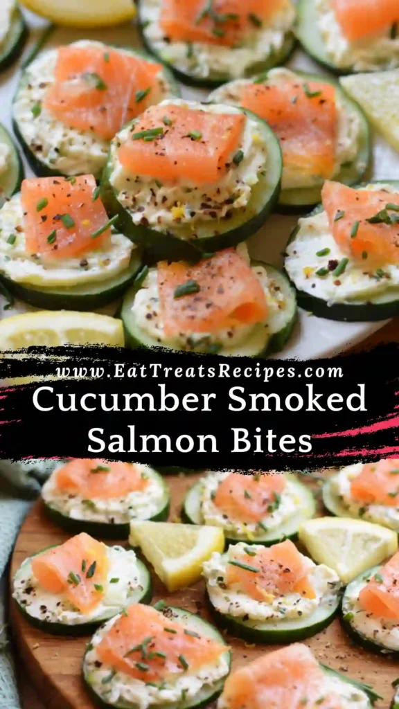 Cucumber smoked salmon bites with cream cheese and fresh dill
