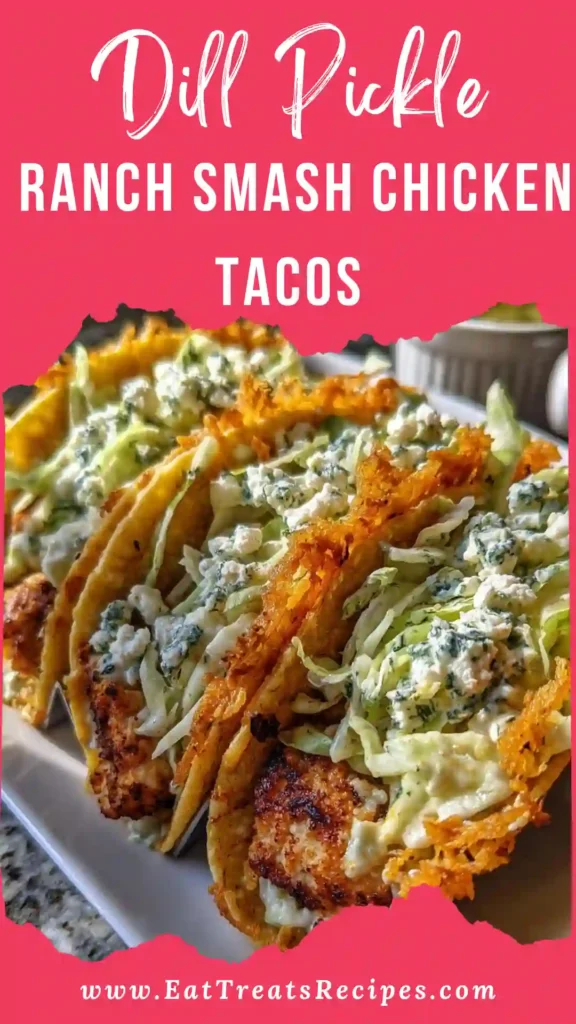Dill pickle ranch smash chicken tacos with crispy cheese