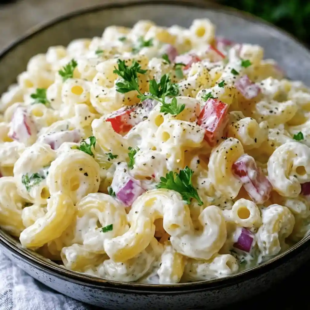 Gordon Ramsay macaroni salad served creamy and fresh