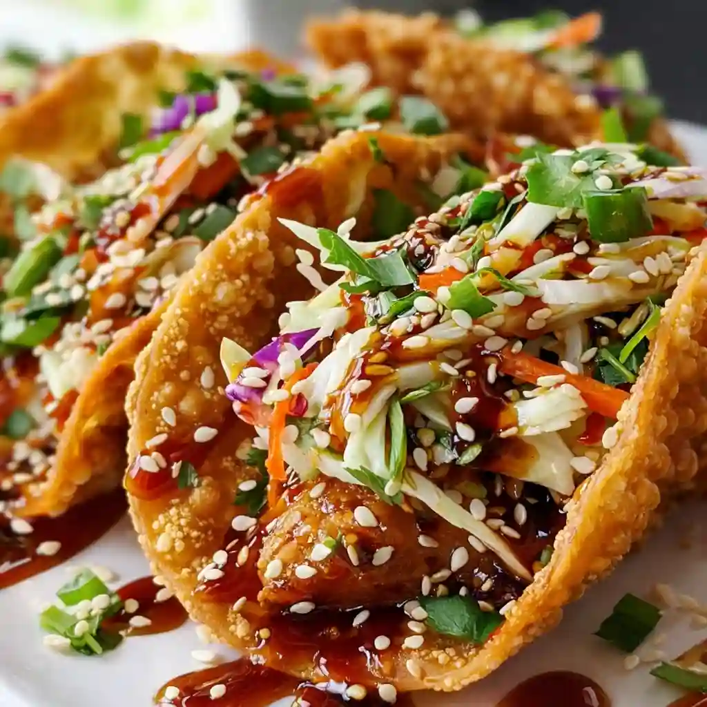 High protein chicken wonton tacos crispy and golden