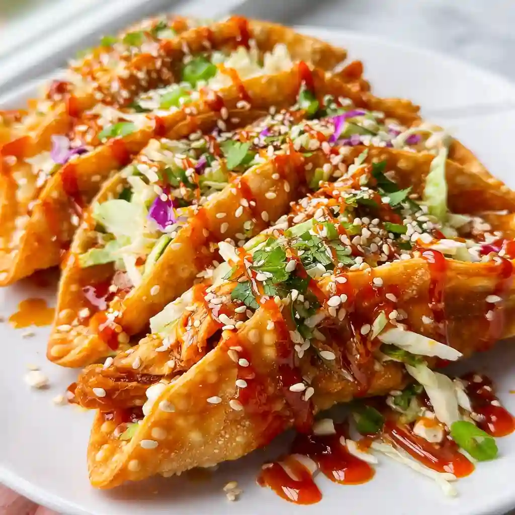 High protein chicken wonton tacos crispy and golden