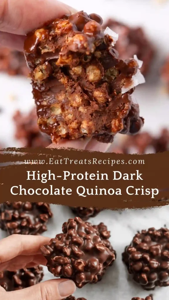 High protein dark chocolate quinoa crisp healthy snack