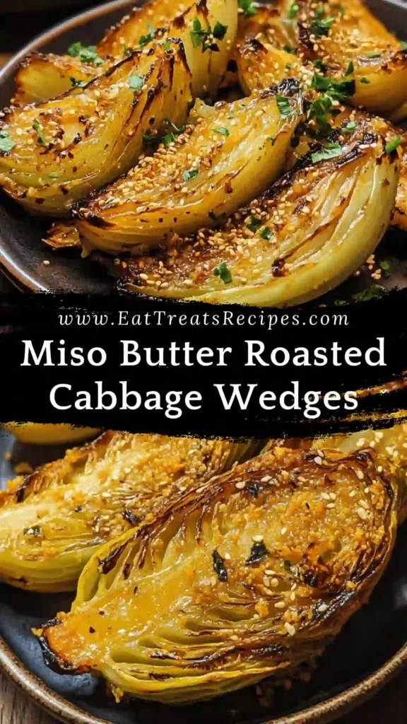 Miso butter roasted cabbage wedges with crispy edges