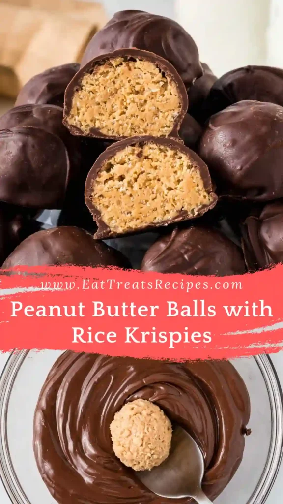 Peanut butter balls with rice krispies no bake dessert