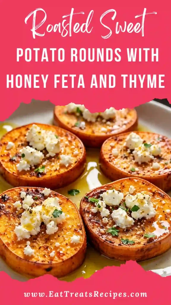 Roasted sweet potato rounds with honey feta and thyme cozy fall dish