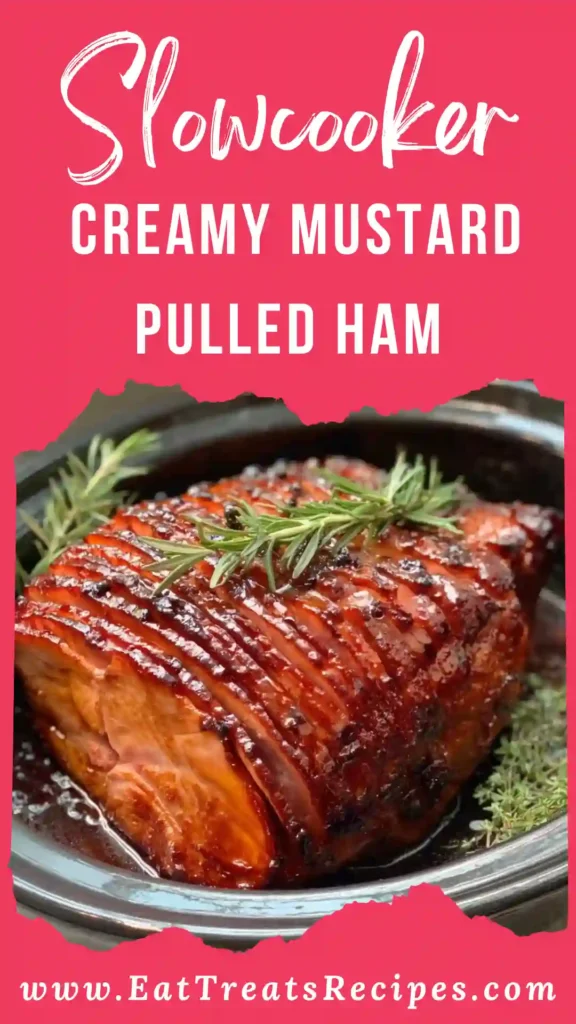 Slowcooker creamy mustard pulled ham tender and cozy comfort food