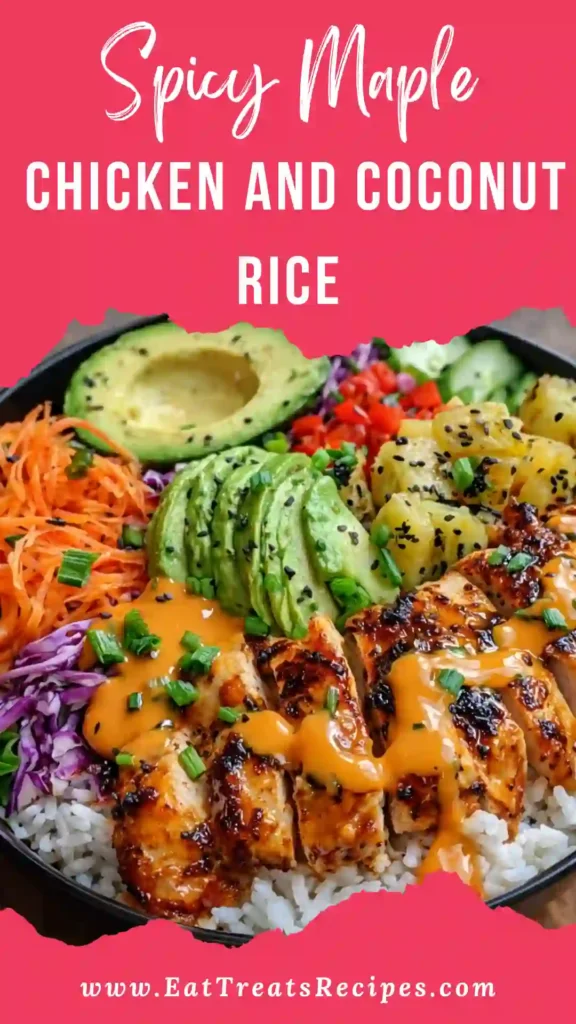 Spicy maple chicken and coconut rice cozy dinner bowl