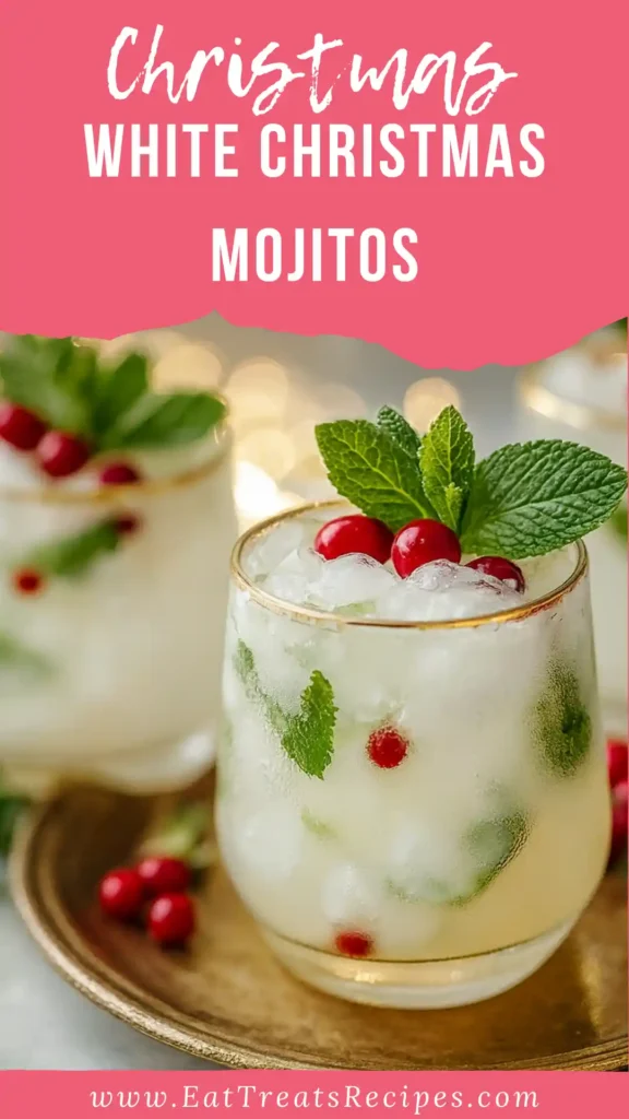 White Christmas mojito with mint and lime garnish