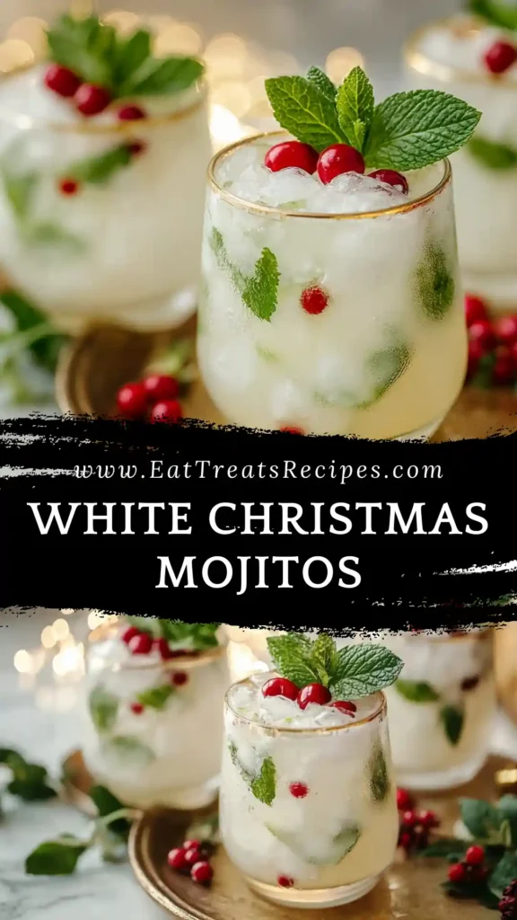 White Christmas mojito with mint and lime garnish