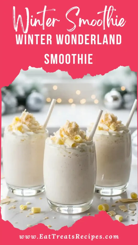 Winter Wonderland Smoothie creamy white vanilla smoothie served on white marble