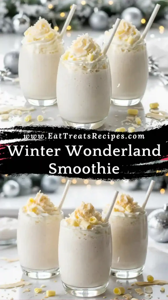 Winter Wonderland Smoothie creamy white vanilla smoothie served on white marble