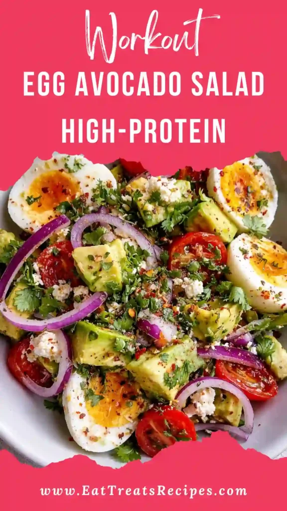 Workout egg avocado salad served fresh with lemon dressing