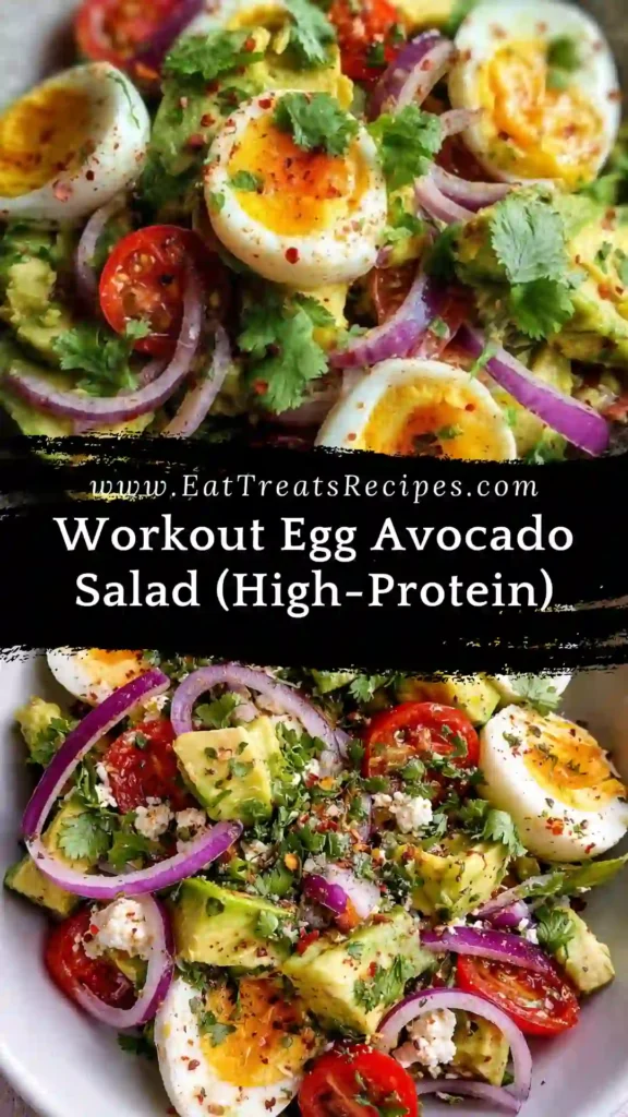 Workout egg avocado salad served fresh with lemon dressing