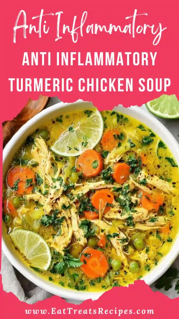 Anti Inflammatory Turmeric Chicken Soup served warm in a bowl