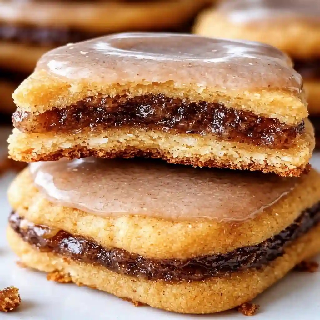 Cozy Brown Sugar Pop Tart Cookies with cinnamon filling on white marble background