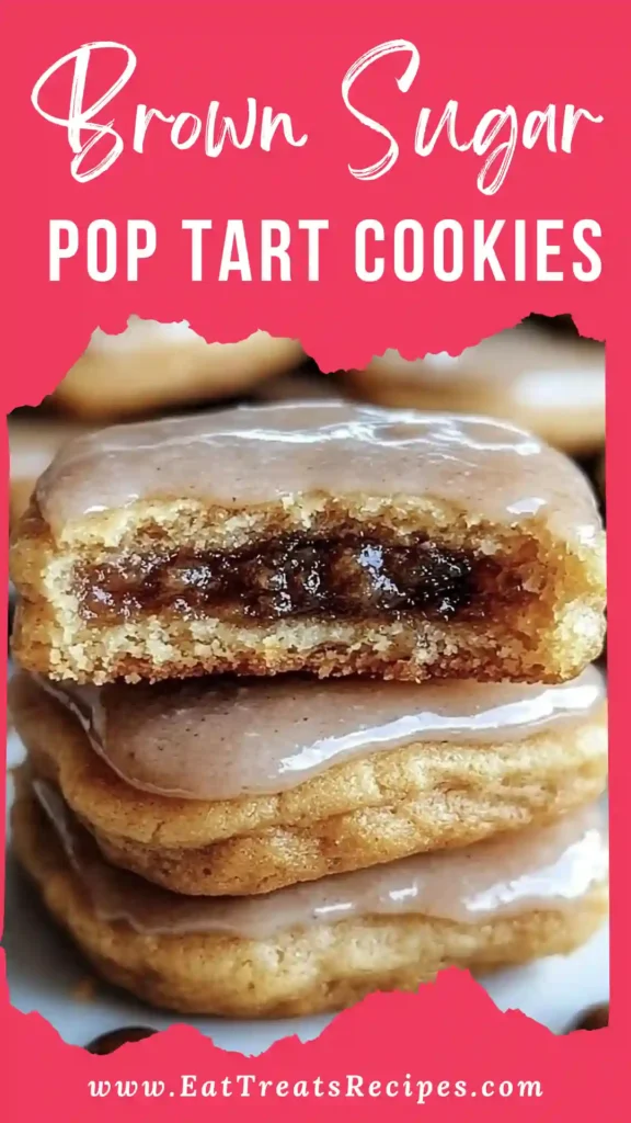 Cozy Brown Sugar Pop Tart Cookies with cinnamon filling on white marble background