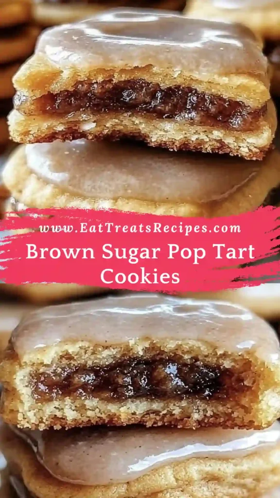 Cozy Brown Sugar Pop Tart Cookies with cinnamon filling on white marble background